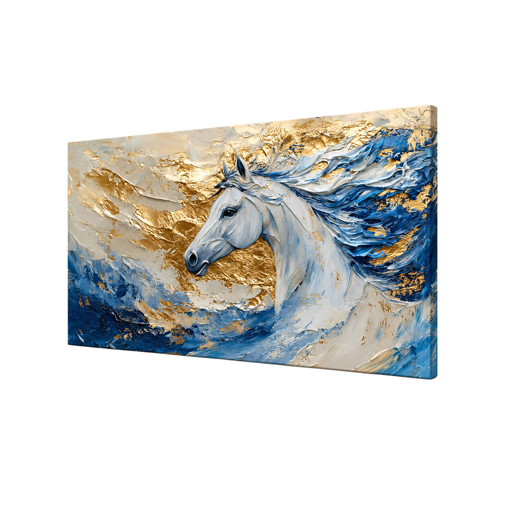 Sepia Homes Majestic White Horse Wall Painting | Canvas Wall Art for Living Room, Bedroom & Office