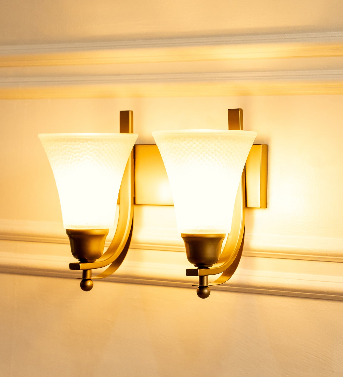 Double J Wall Lamp with Frosted Hammered Glass