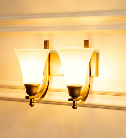 Double J Wall Lamp with Frosted Hammered Glass