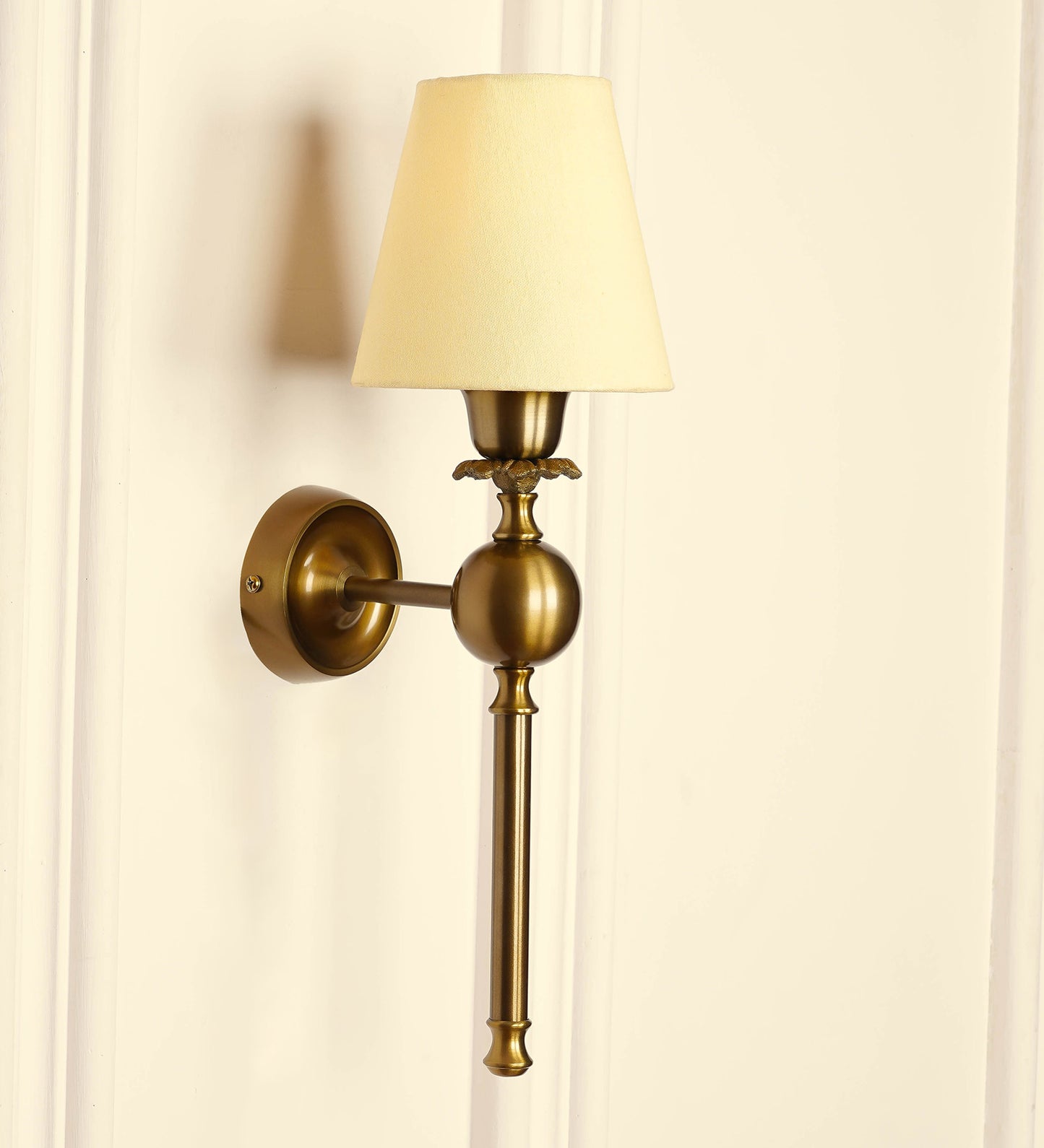 Ball Wall Lamp with Cream Fabric Shade