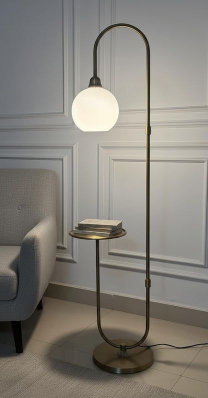 Modern Shelf Floor Lamp with Frosted Globe