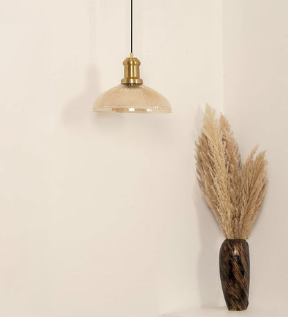 Ribbed Golden Luster Glass Pendant