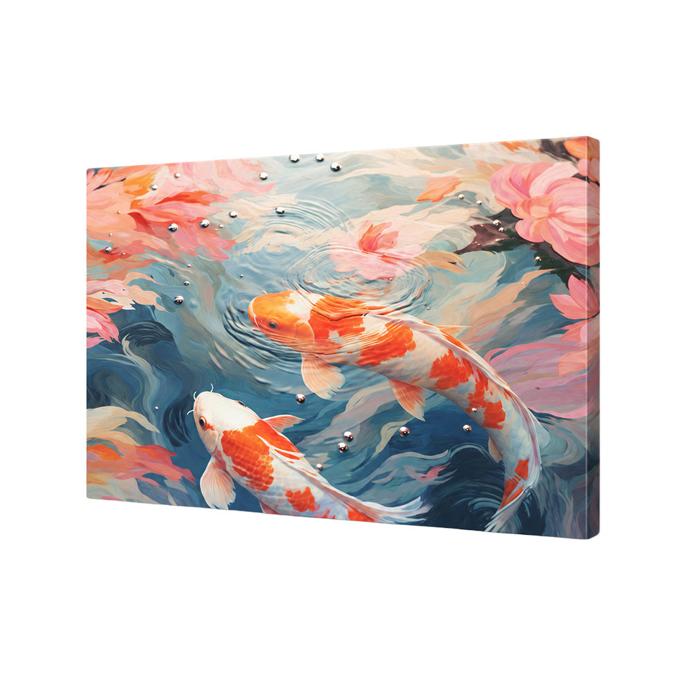 Abstract Koi Fish Wall Painting | Canvas Wall Art for Living Room, Bedroom & Office