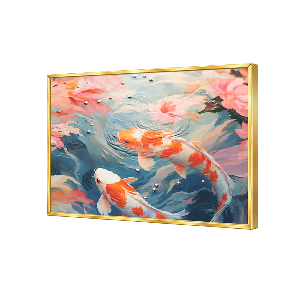 Abstract Koi Fish Wall Painting | Canvas Wall Art for Living Room, Bedroom & Office