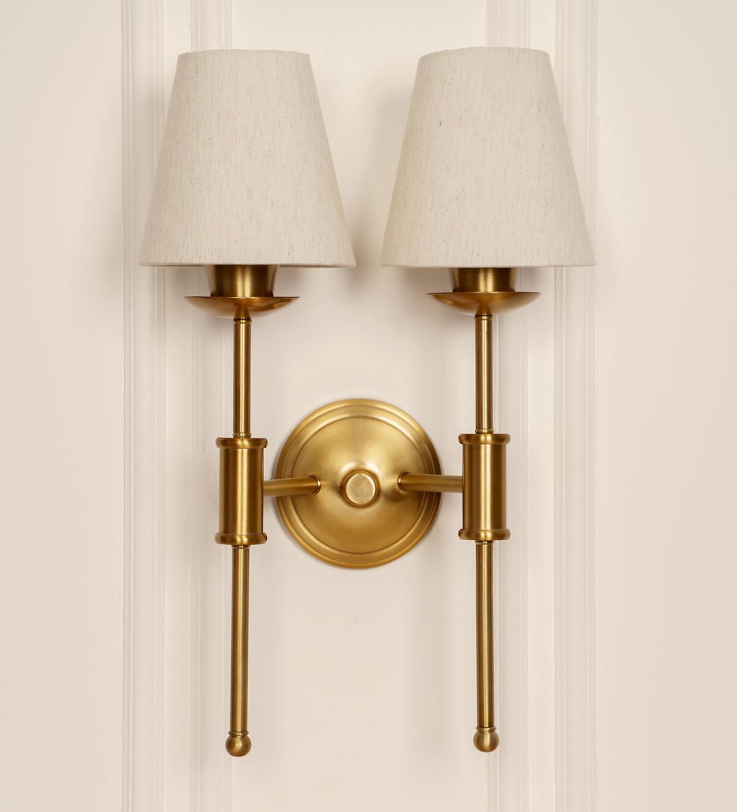 Double Spacer Wall Lamp with Off White Shade