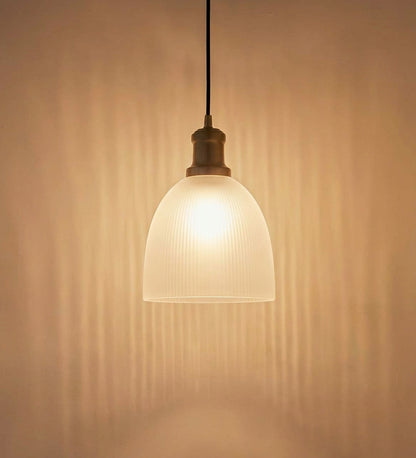 Grooved Frosted Glass Pendant