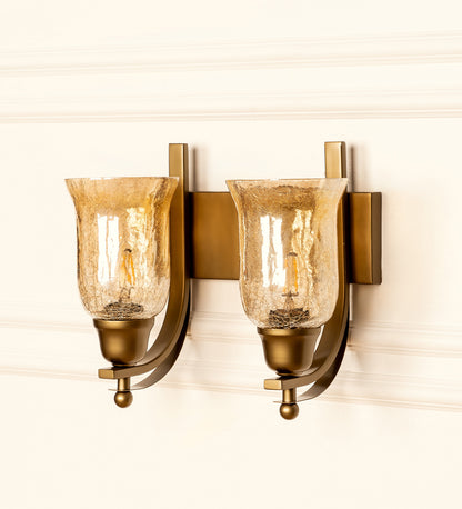 Double J Wall Lamp with Crackled Chimney Glass