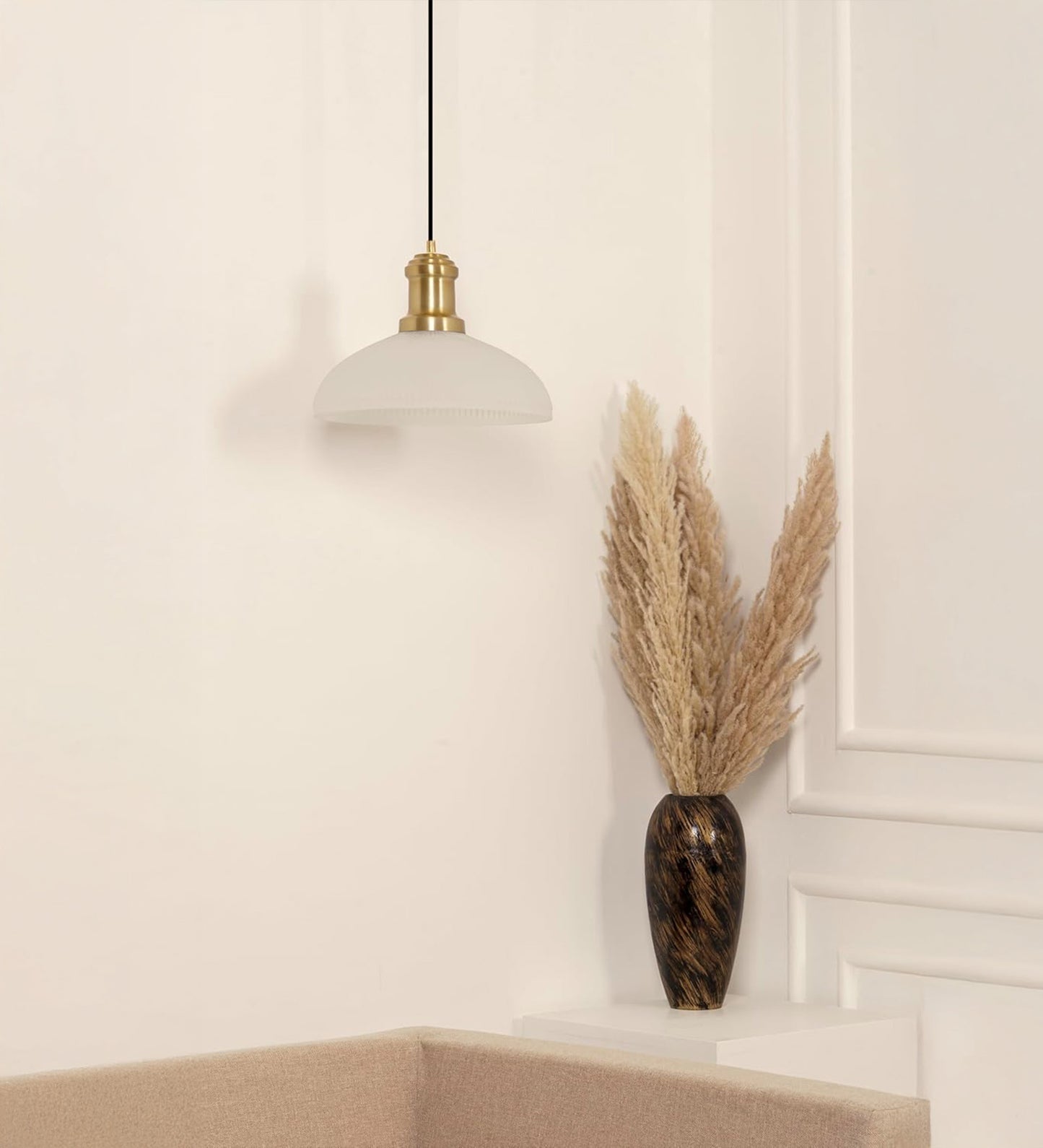 Ribbed Frosted Glass Pendant