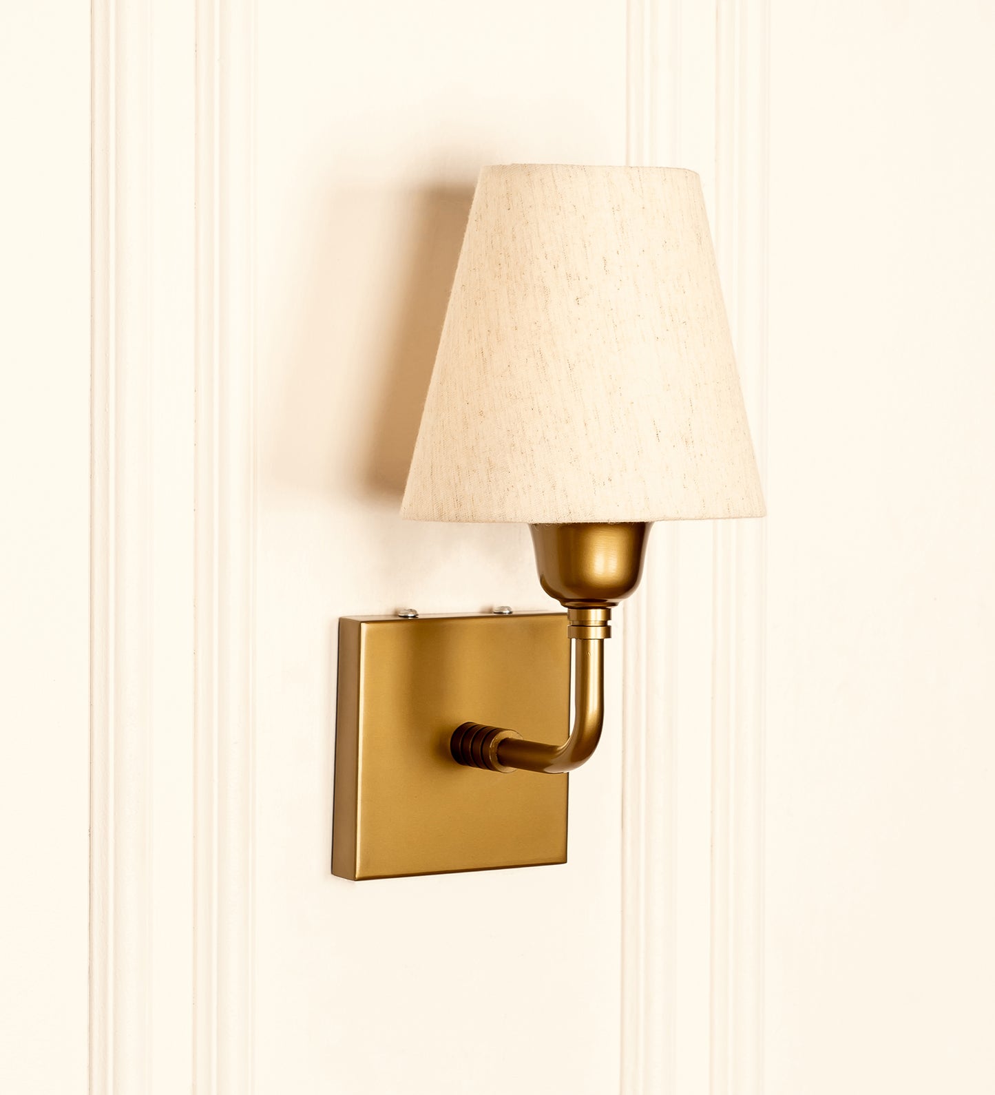 Elbow Wall Lamp with Off White Fabric Shade