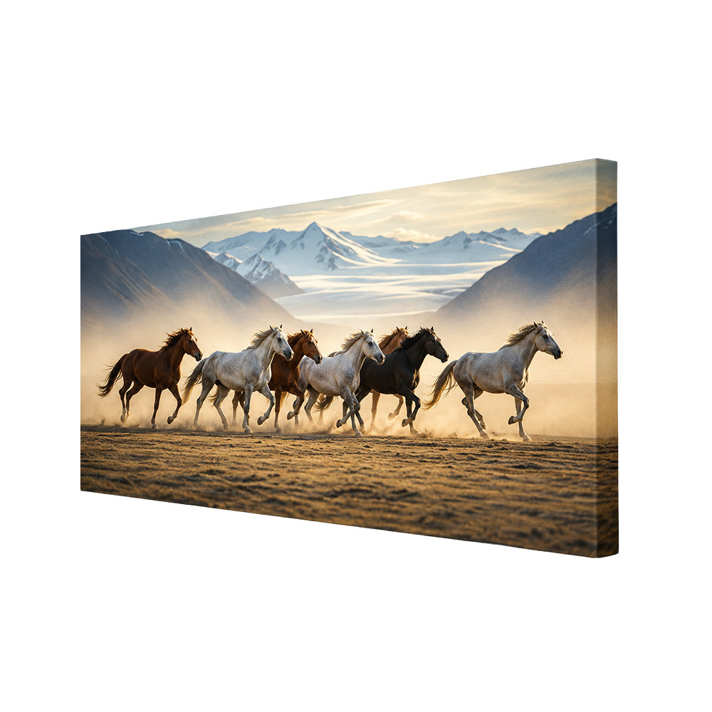 Horse Herd Sunset Wall Painting | Canvas Wall Art for Living Room, Bedroom & Office