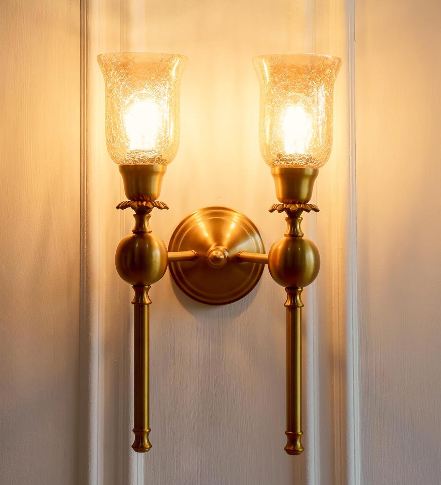 Double Ball Wall Lamp with Crackled Glass