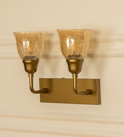 Double Elbow Wall Lamp with Crackled Cup Glass