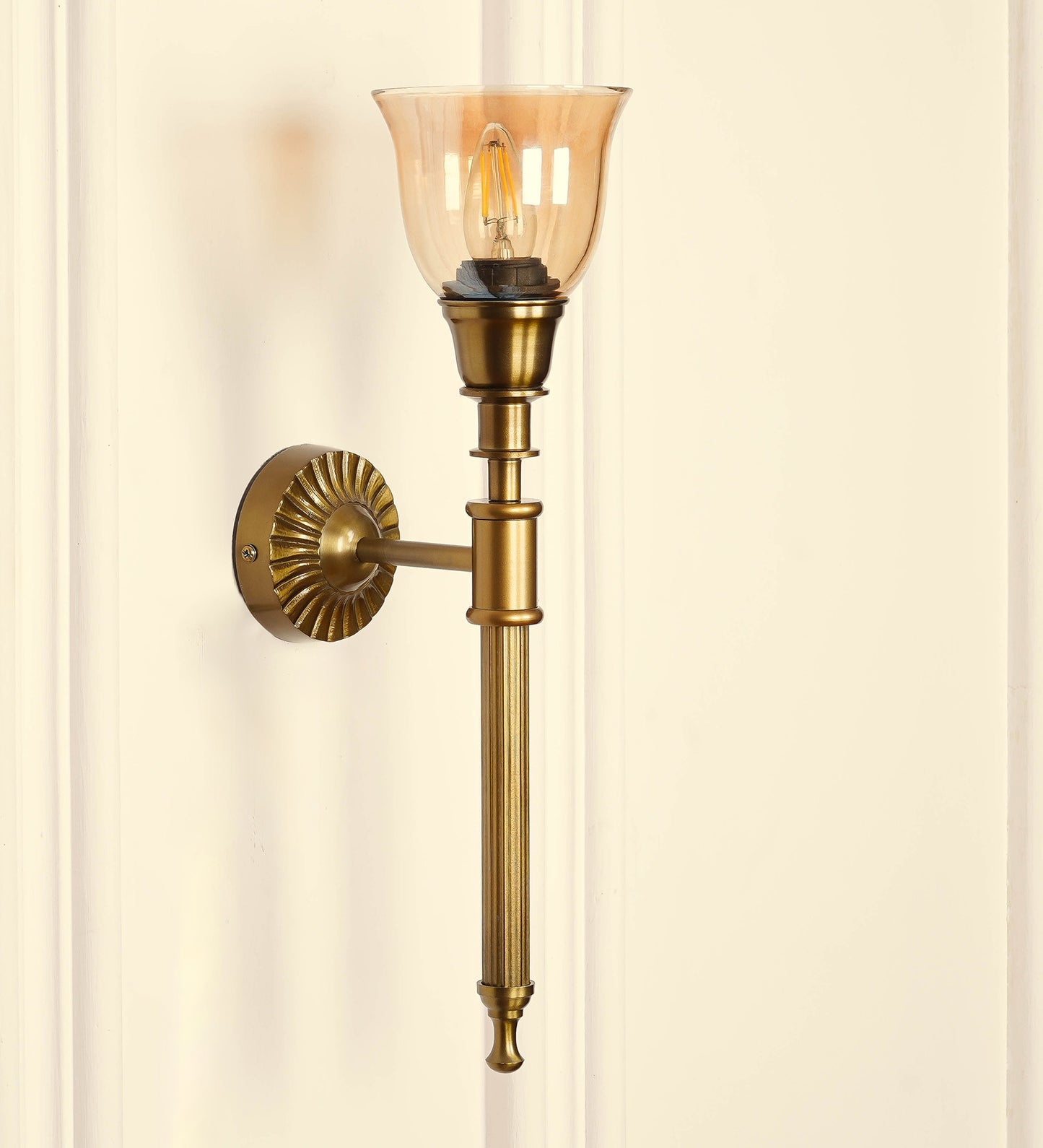 Corrugated Wall Lamp with Golden Luster Cup Glass