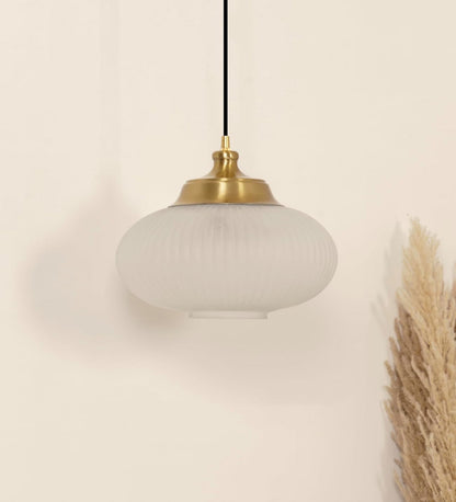 Ribbed Melon Frosted Glass Pendant