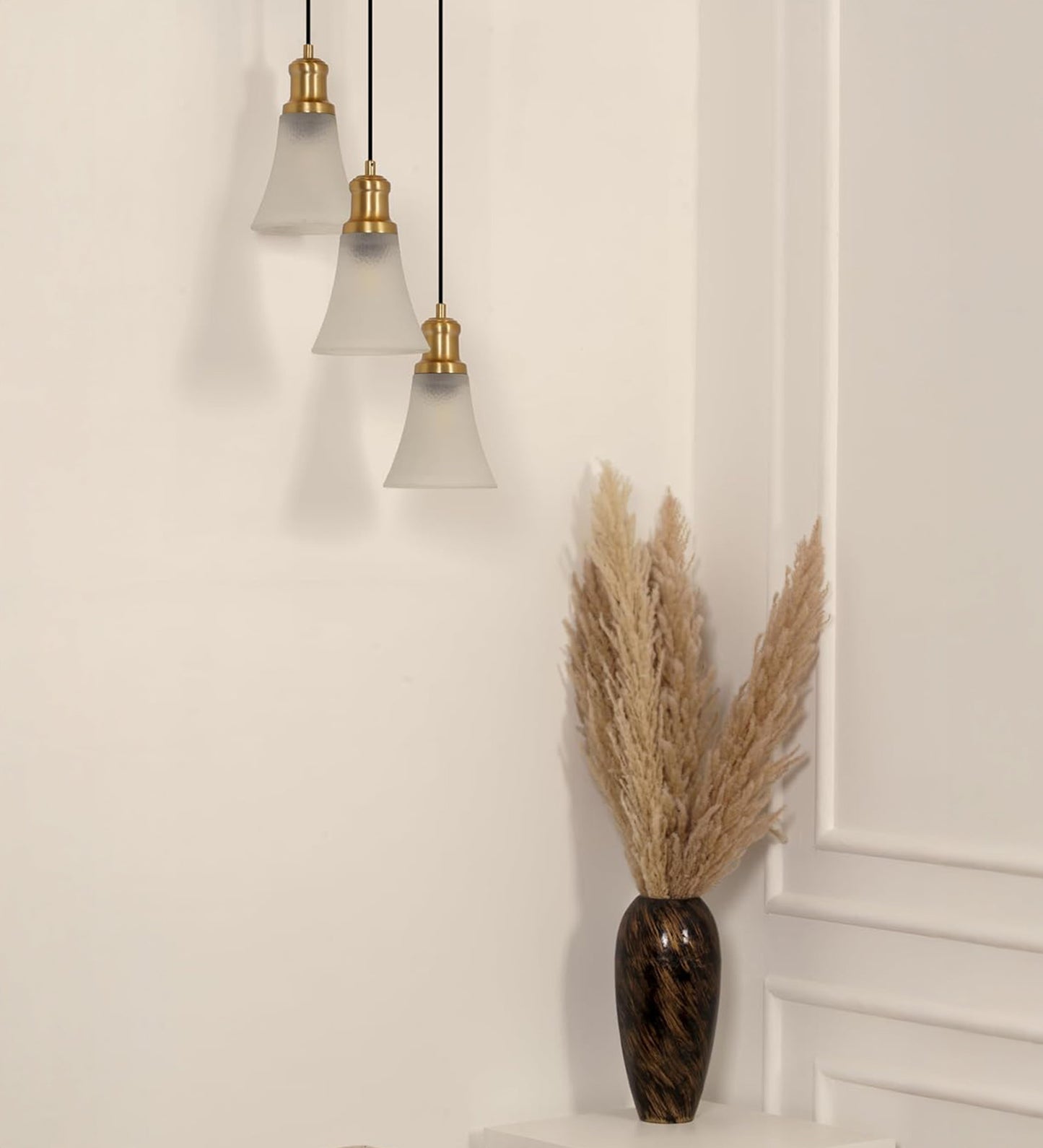 Triple Pendant with Frosted Hammered Glass