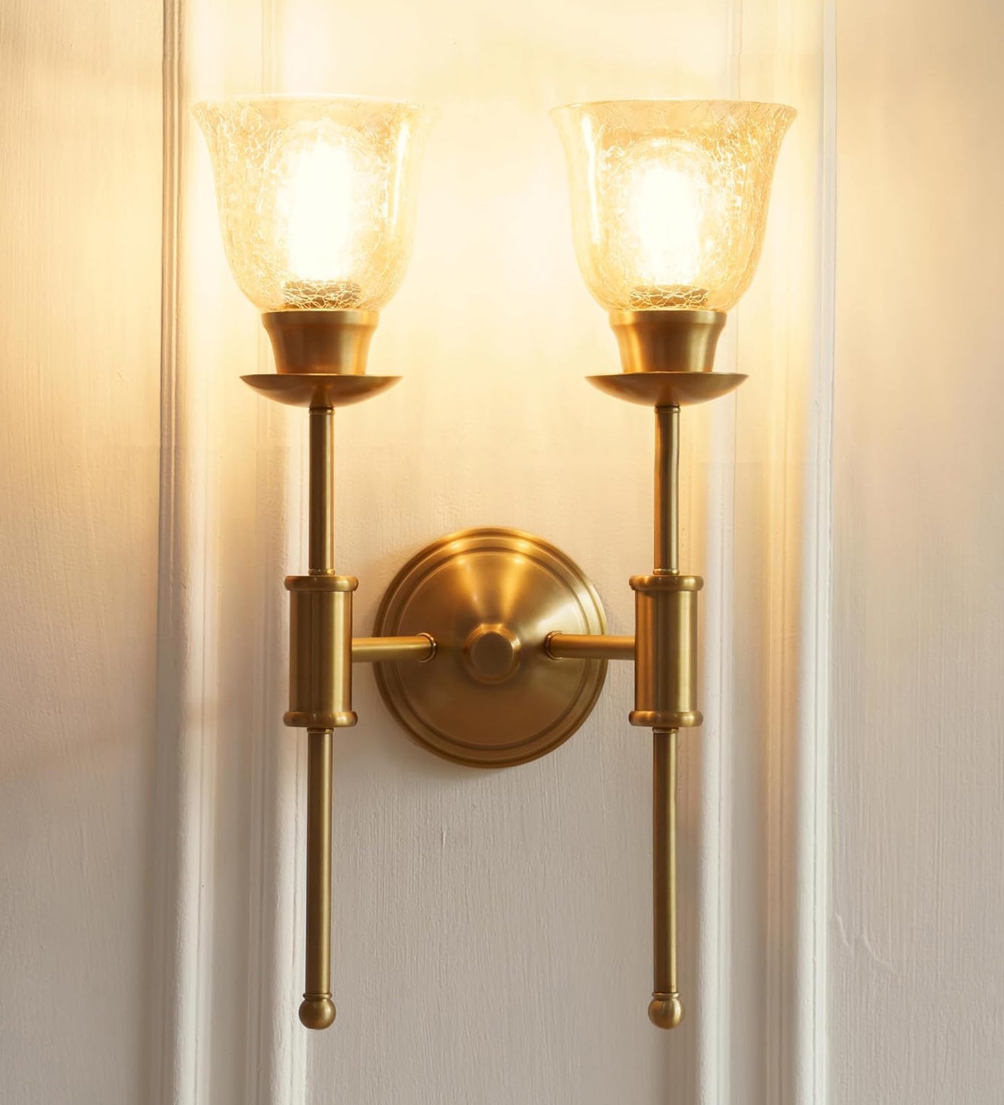 Double Spacer Wall Lamp with Crackled Cup Glass
