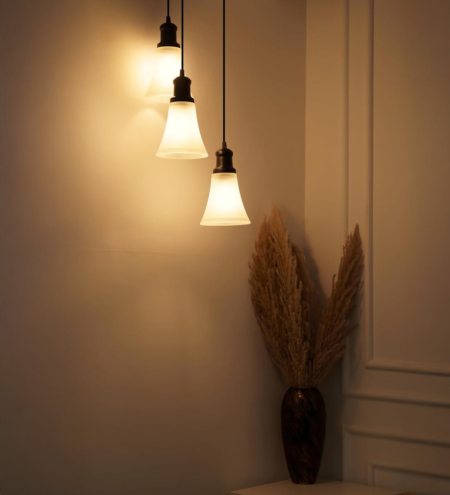 Black Triple Pendant with Frosted Hammered Glass