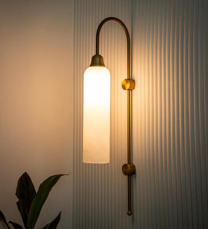 Modern Wall Lamp Antique Brass with Frosted White Glass
