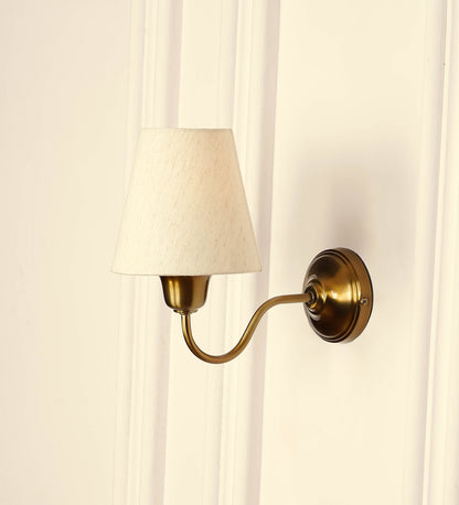 Curved Wall Lamp with Off White Fabric Shade