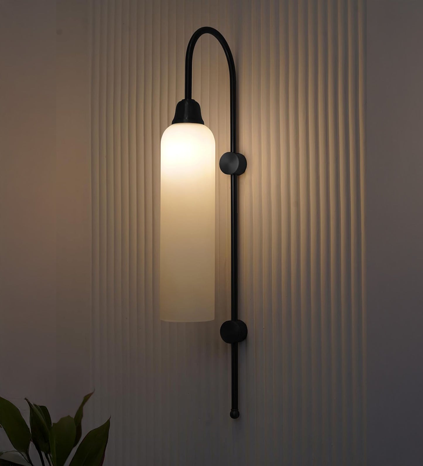 Modern Wall Lamp Black with Frosted White Glass