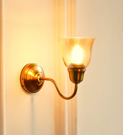Curved Wall Lamp with Golden Luster Cup Glass