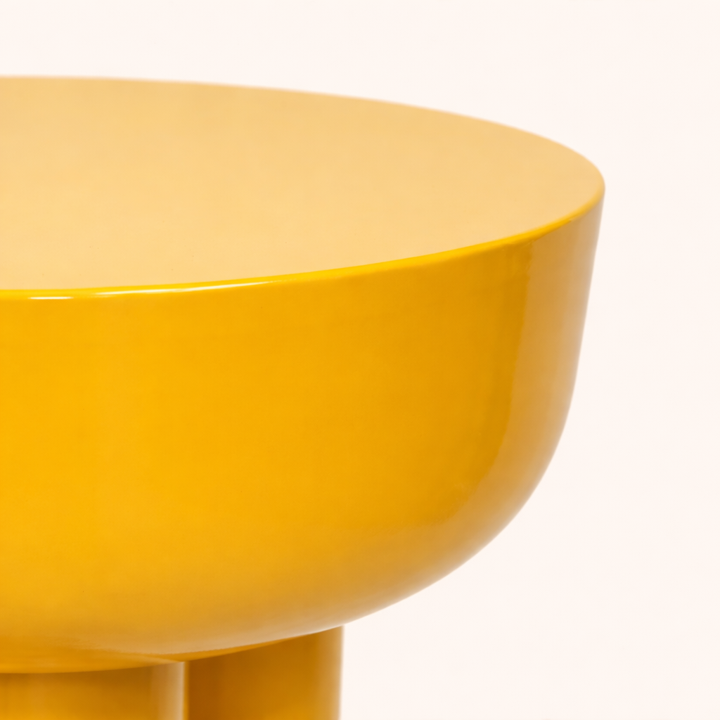 Auric Halo Sunburst Yellow Iron Pedestal Table – Modern Round Side Table