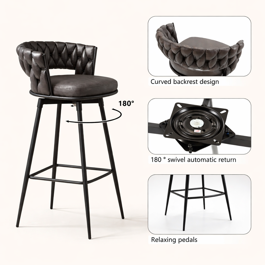 Presley Bar Stool - Charcoal Grey