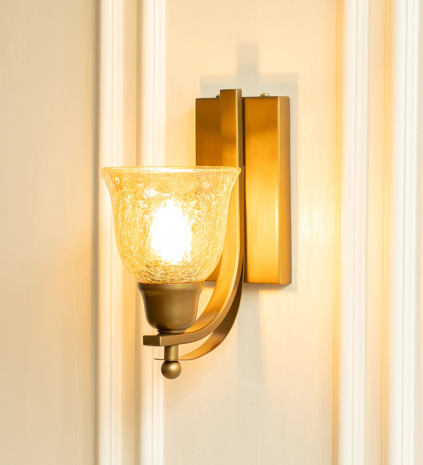 J Wall Lamp with Crackled Cup Glass