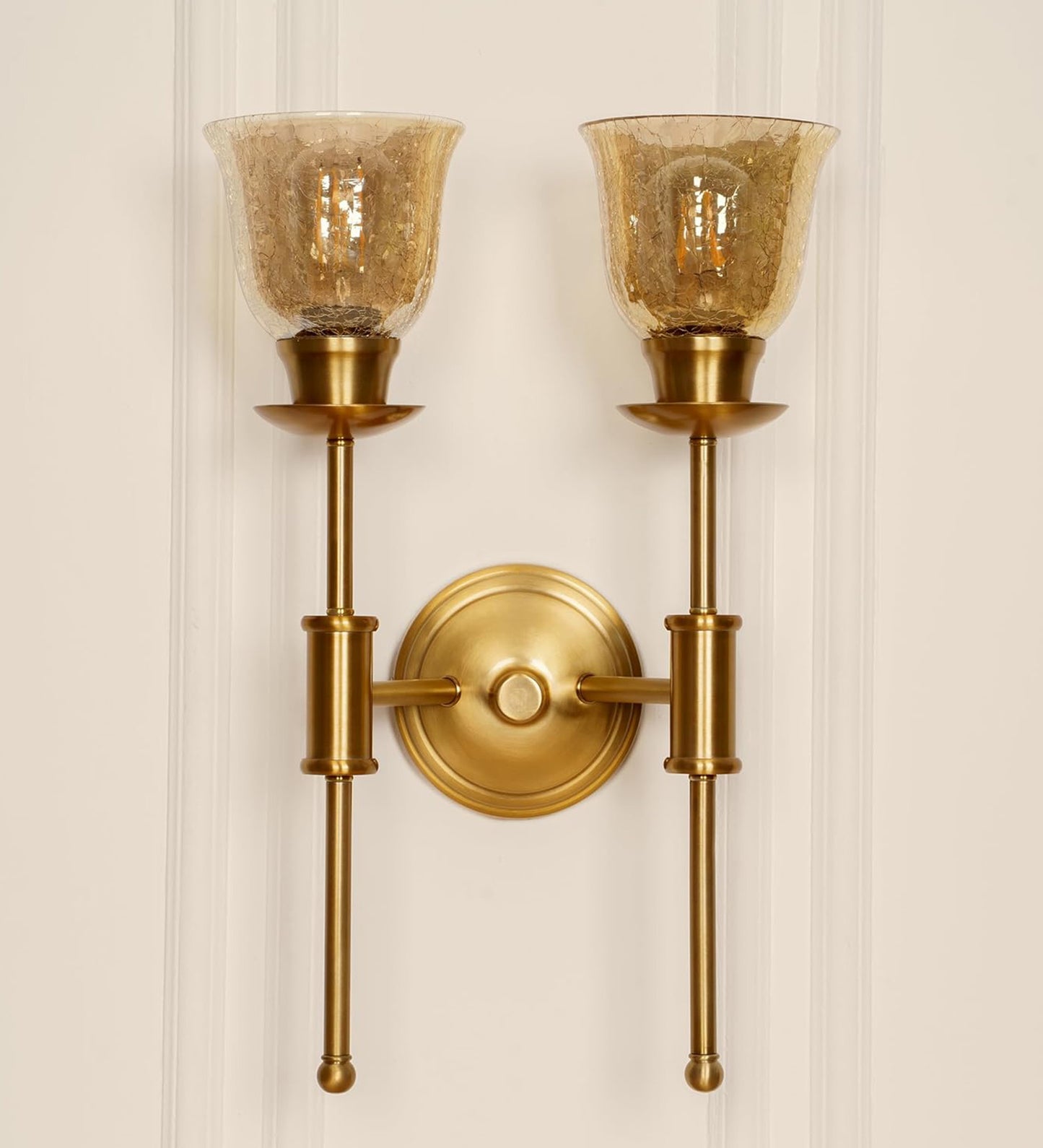 Double Spacer Wall Lamp with Crackled Cup Glass