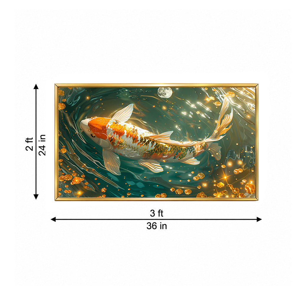 Koi Pond Wall Painting | Canvas Wall Art for Living Room, Bedroom & Office