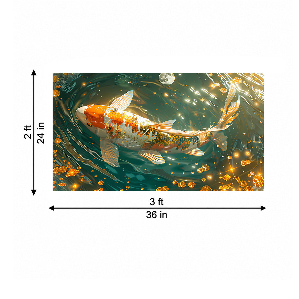 Koi Pond Wall Painting | Canvas Wall Art for Living Room, Bedroom & Office