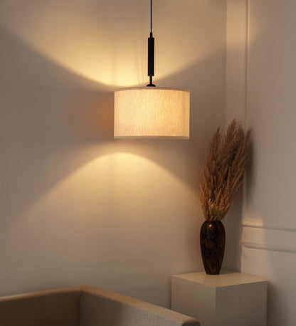 Black Fabric Pendant with 14" Off White Shade