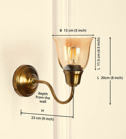Curved Wall Lamp with Golden Luster Cup Glass