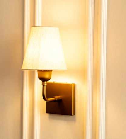 Elbow Wall Lamp with Off White Fabric Shade
