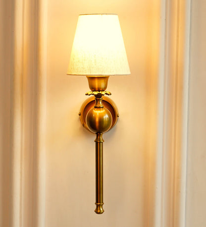 Ball Wall Lamp with Off White Fabric Shade