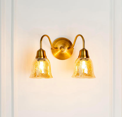 Double Curved Wall Lamp with Crackled Cup Glass