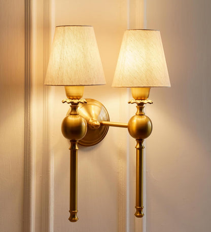 Double Ball Wall Lamp with Off White Shade