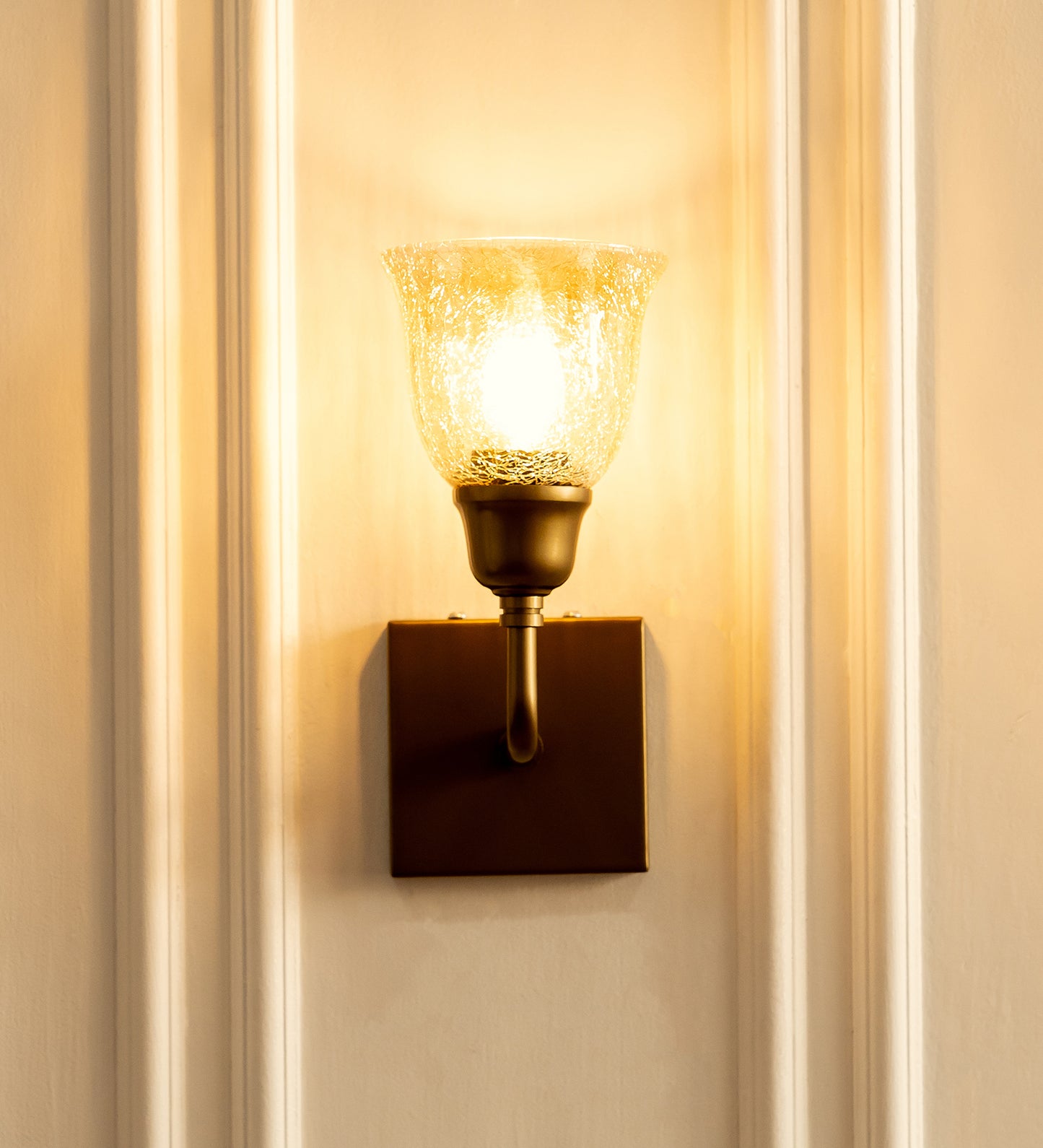 Elbow Wall Lamp with Crackled Cup Glass