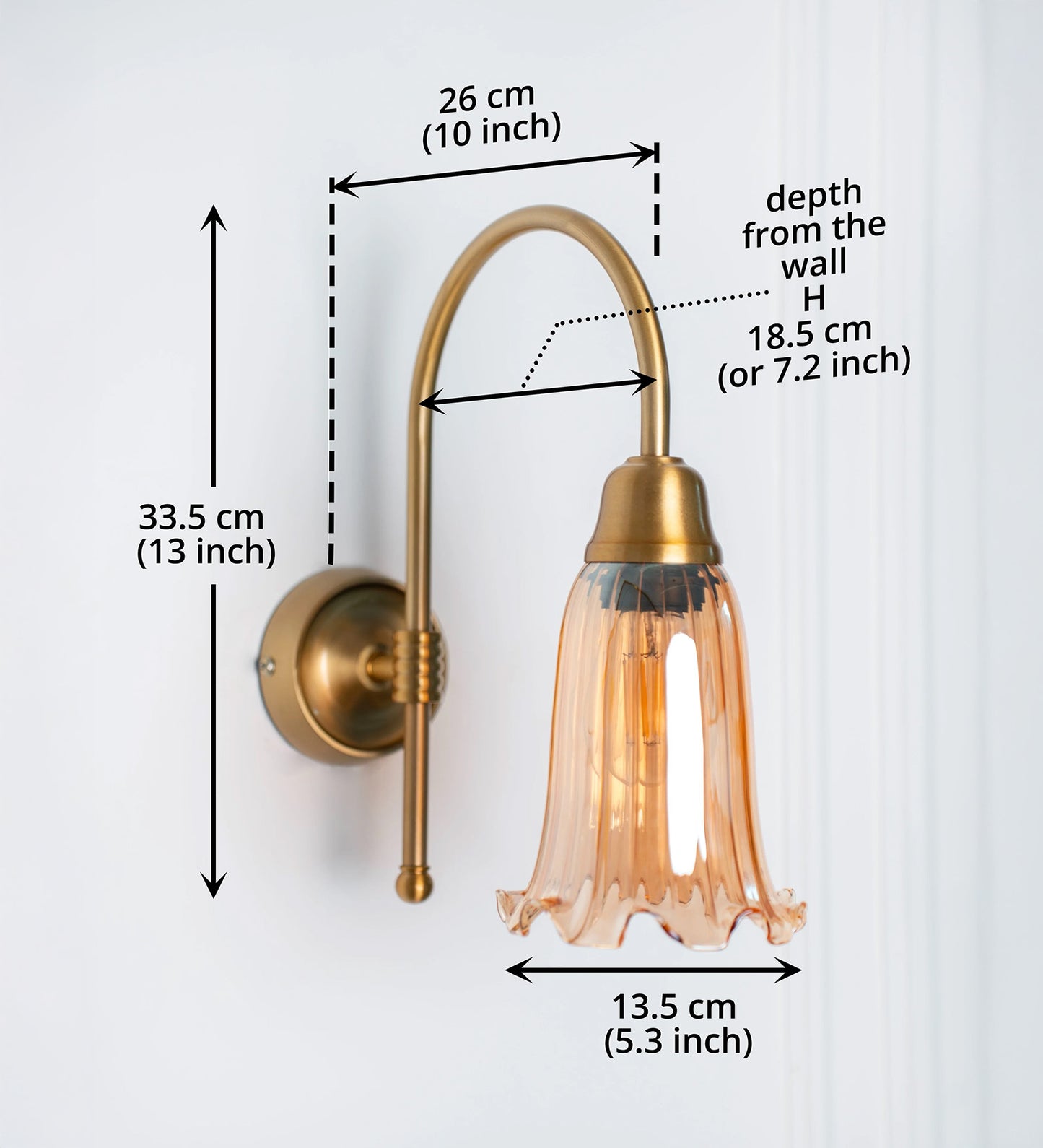 Hockey Wall Lamp with Fluted Flower Glass