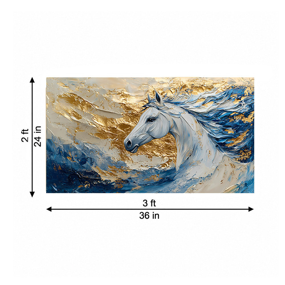 Sepia Homes Majestic White Horse Wall Painting | Canvas Wall Art for Living Room, Bedroom & Office