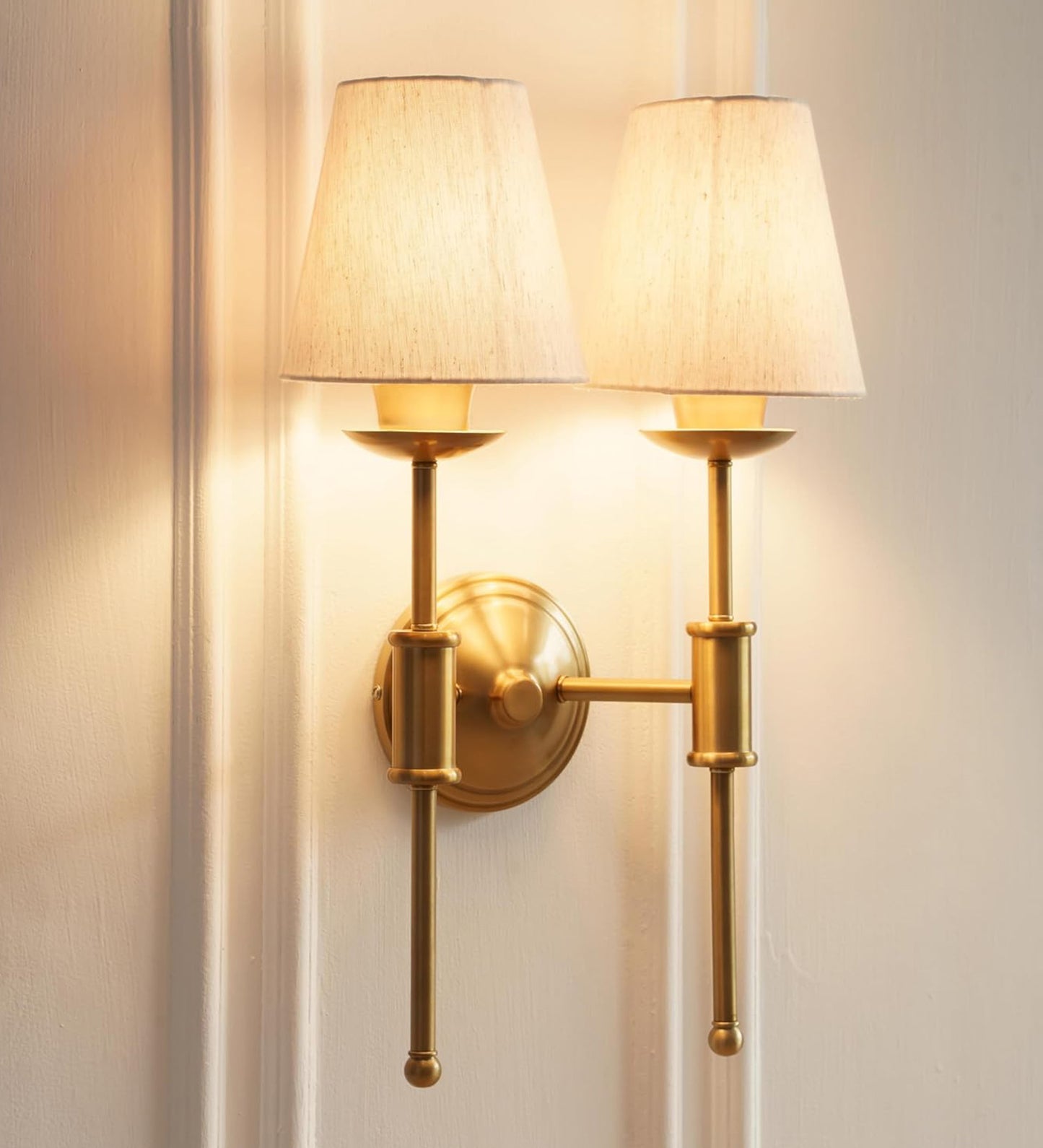 Double Spacer Wall Lamp with Off White Shade