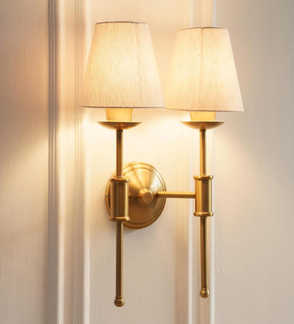 Double Spacer Wall Lamp with Off White Shade