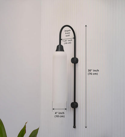 Modern Wall Lamp Black with Frosted White Glass