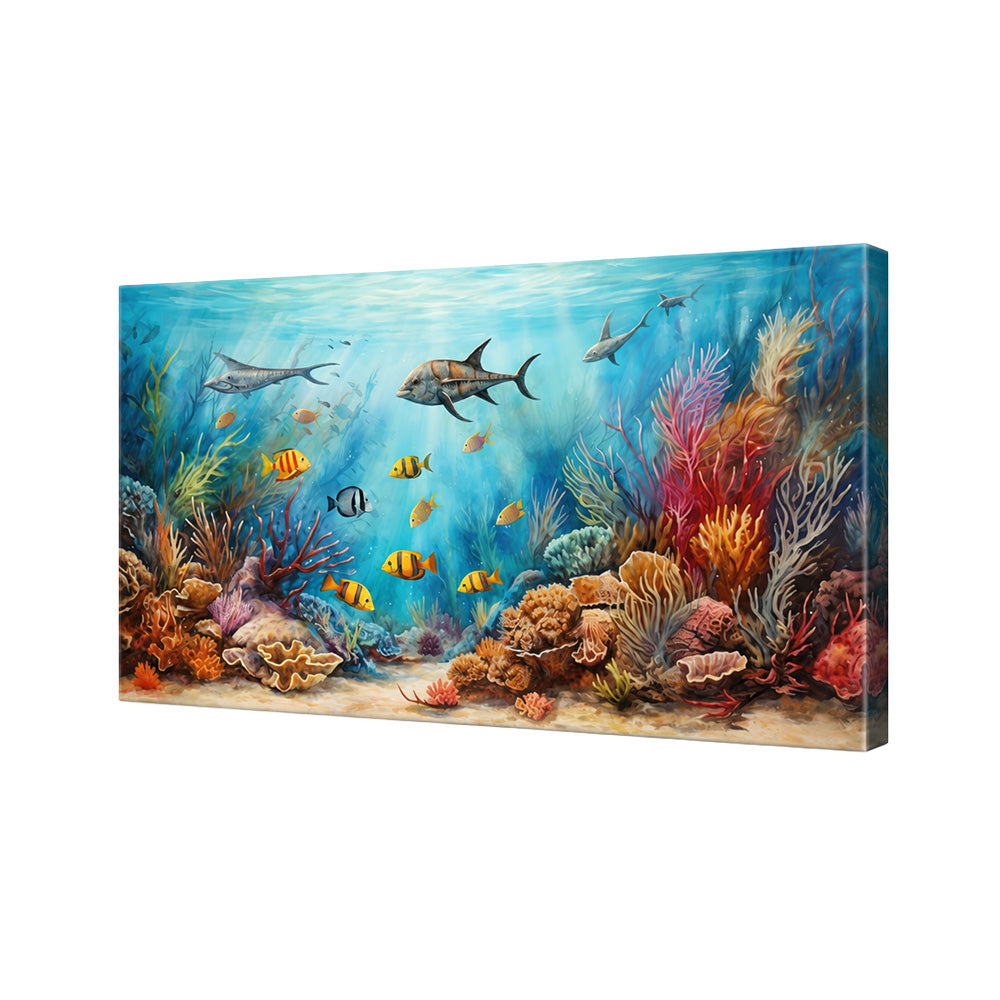 Coral Reef Underwater Wall Painting | Canvas Wall Art for Living Room, Bedroom & Office