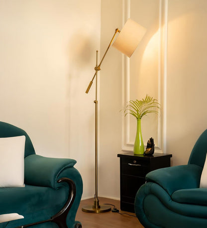 Antique Brass Adjustable Task Floor Lamp – Tall
