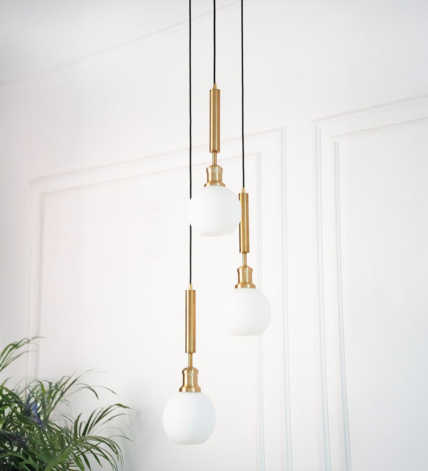 Triple Globe Pendant with Frosted White Glass