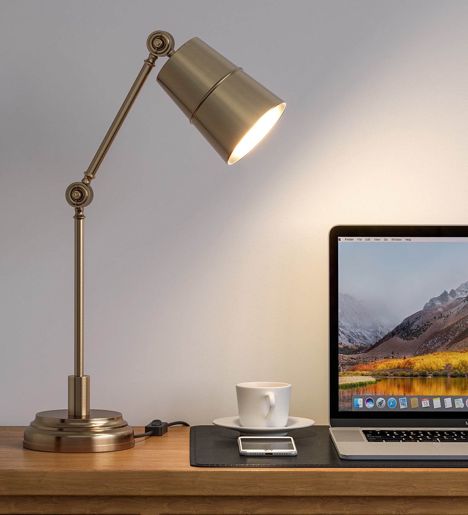 Adjustable Study Desk Lamp, Antique Brass – Movable Arm