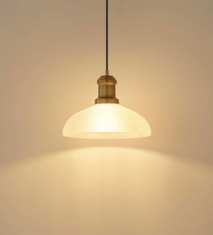 Ribbed Frosted Glass Pendant