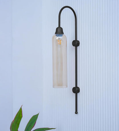 Modern Wall Lamp Black with Golden Glass