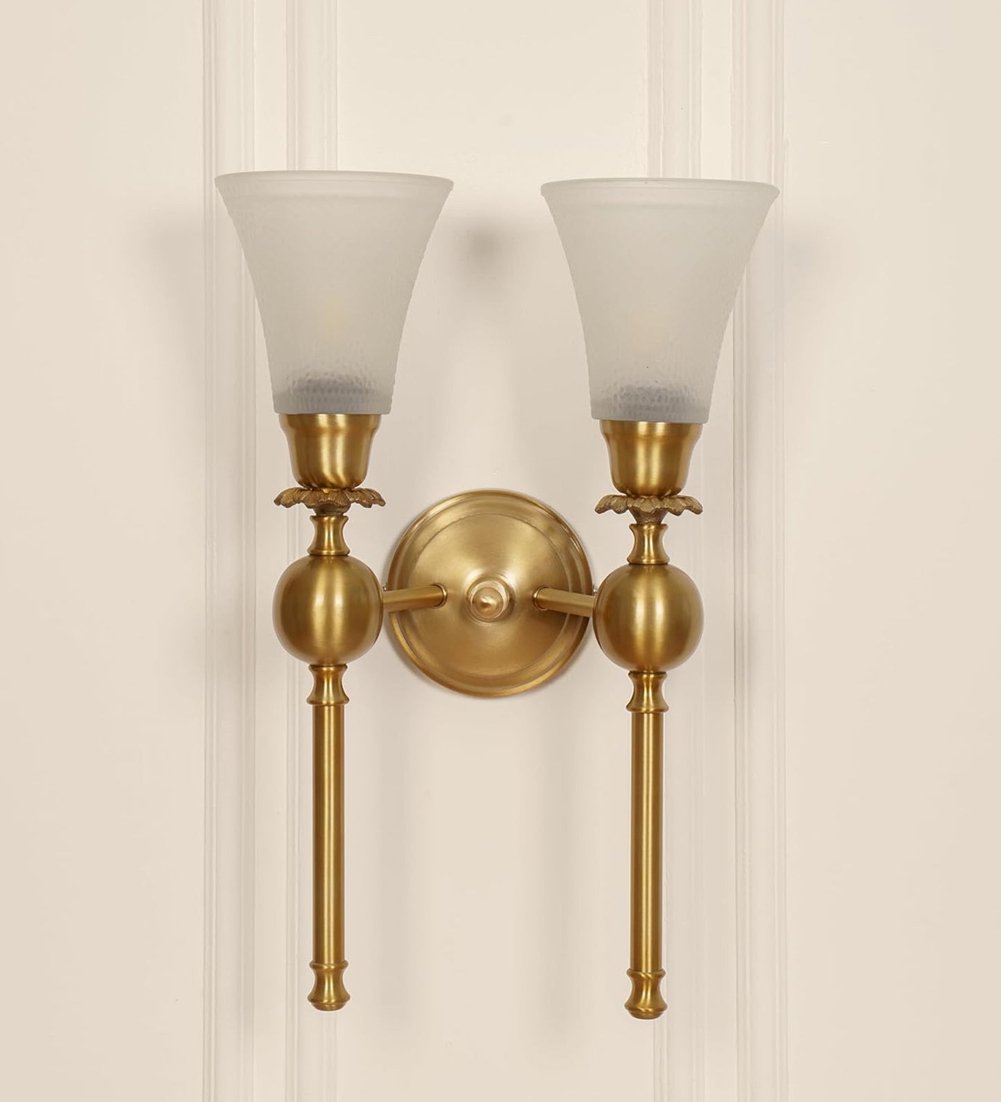Double Ball Wall Lamp with Frosted Hammered Glass
